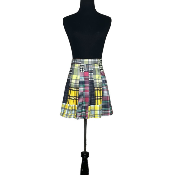 New girl ORDER patchwork plaid pleated mini skirt size UK 14 US 10 - Picture 1 of 12